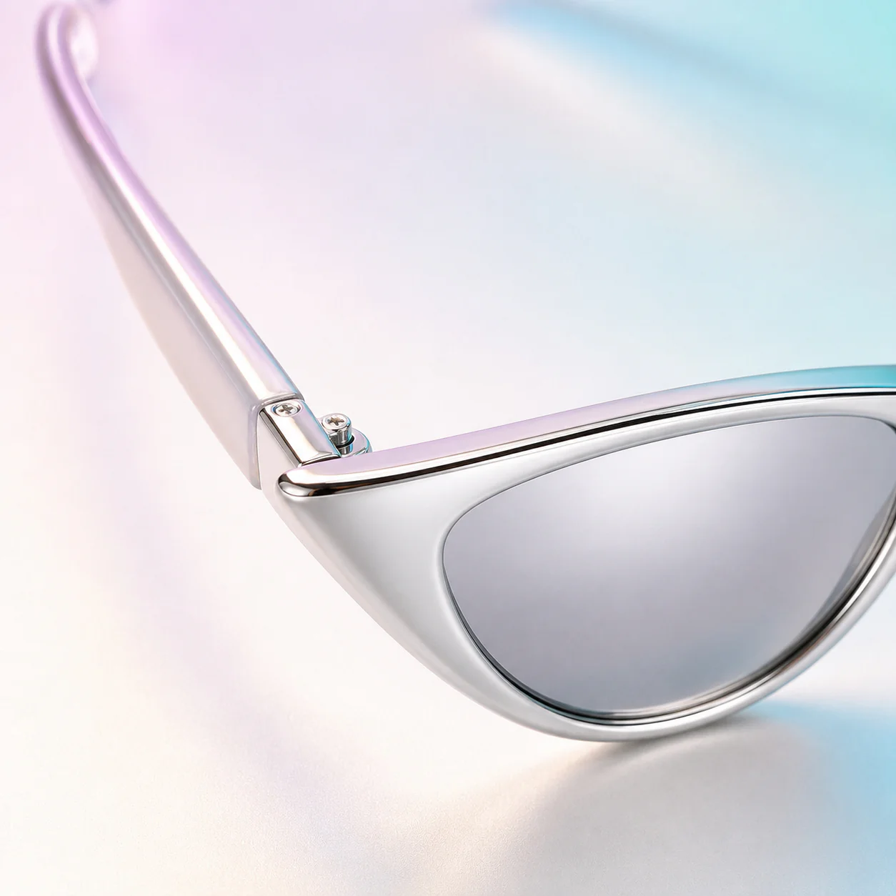 Flash Cat Eye Sunglasses - Silver second detail view