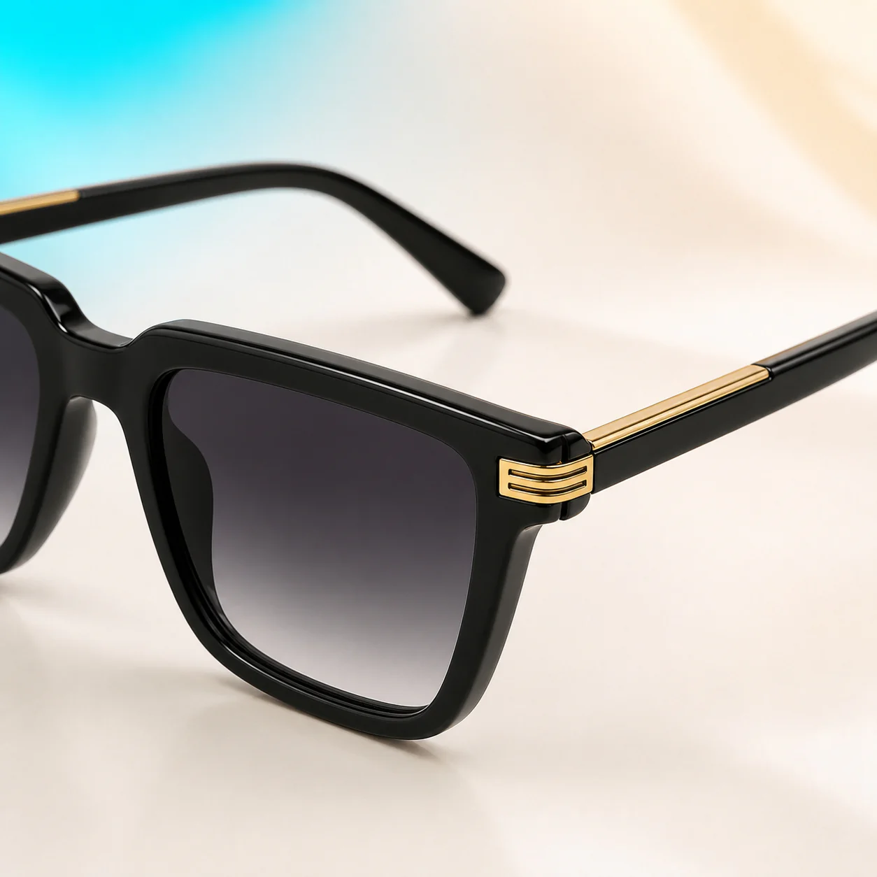 Luxe Square Sunglasses - Black Gold first detail view