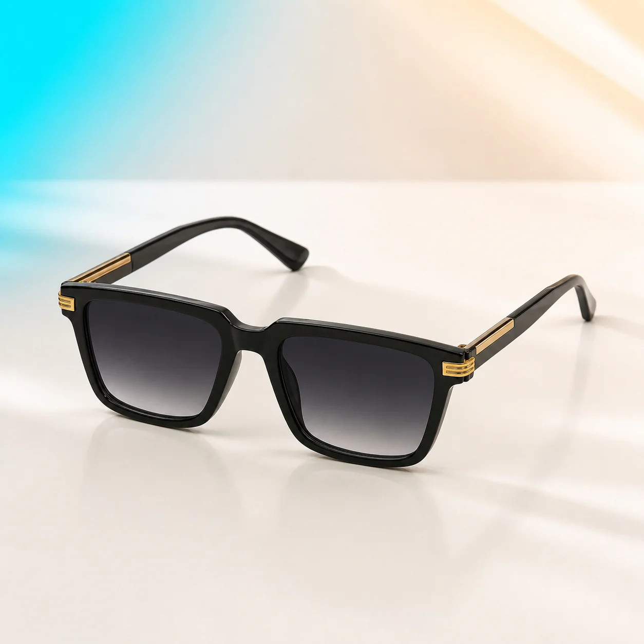 Luxe Square Sunglasses - Black Gold third detail view