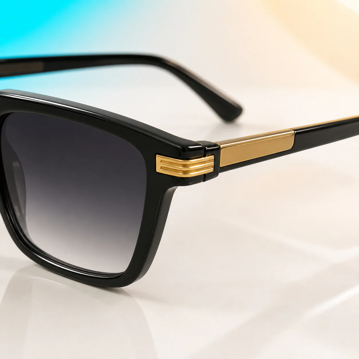 Luxe Square Sunglasses - Black Gold second detail view