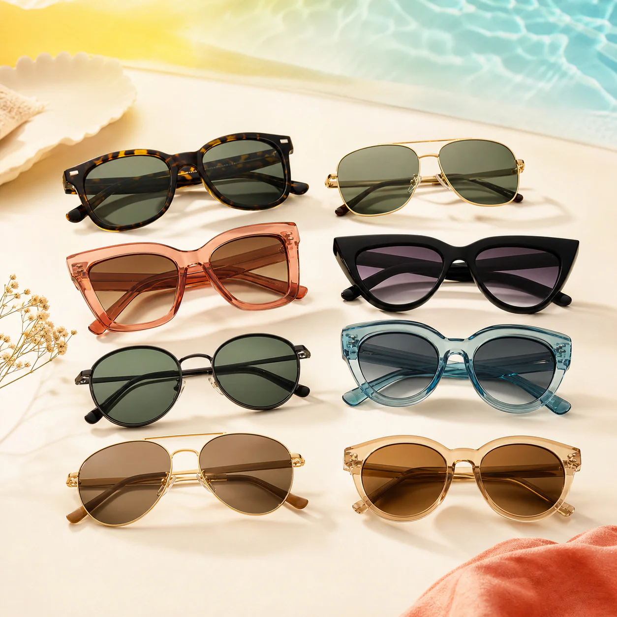 Sunglasses selected for fast outlet browsing